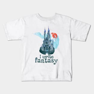 I Write Fantasy (Blue Castle) Kids T-Shirt